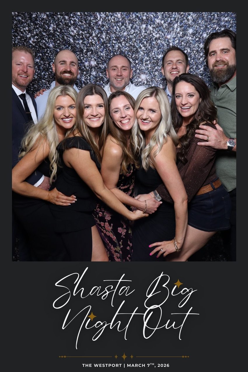 A group photo on a Shasta Big Night Out branded template