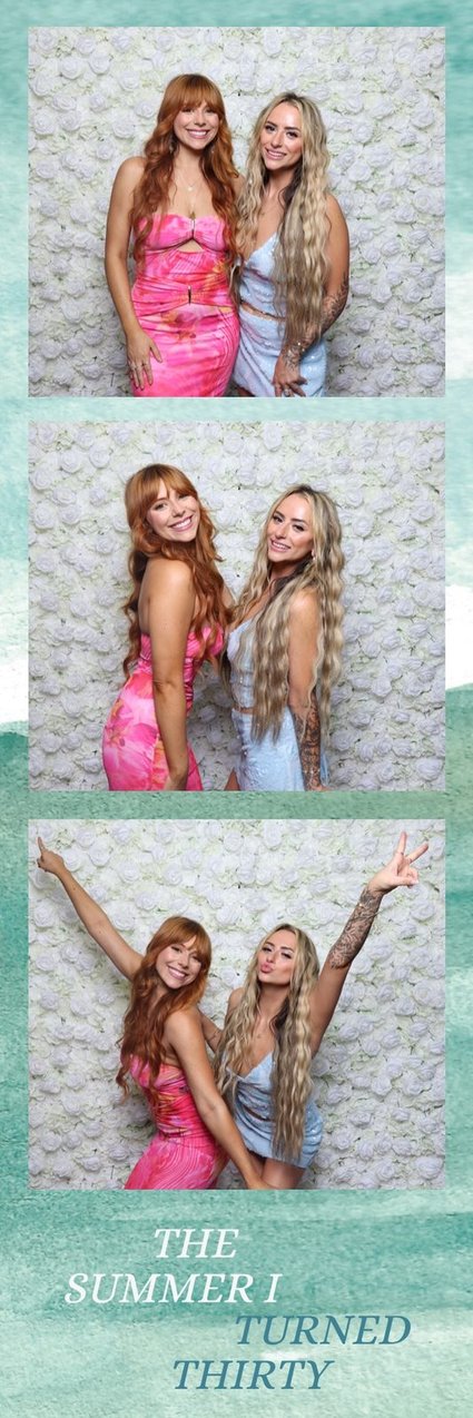 A photo strip of two friends on a The Summer I Turned Thirty template