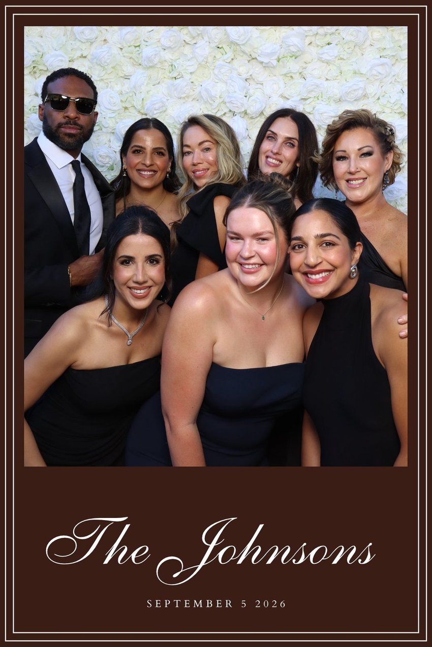 A The Johnsons wedding print of six guests in black